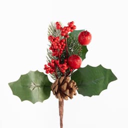 Kit 6 Ramo Artificial Frutas Vermelhas Decoração Natal 20cm
