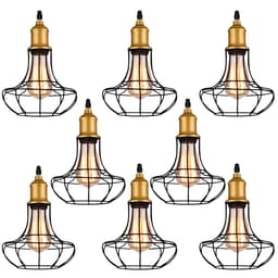 Kit 8 Pendente De Aço Taschibra 40w Vintage 185 Preto Lustre