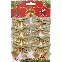 Kit 80 Enfeite Árvore Natal Laço Lacinho Gliter Dourado 6cm