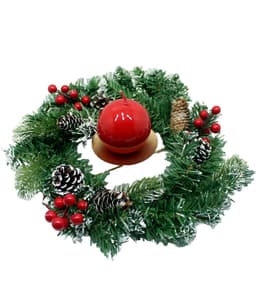 Kit Arranjo De Mesa Castiçal Centro Natal Vela Bola Clássica