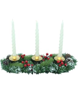 Kit Arranjo Mesa Castiçal Centro Natal Vela Branca Torcida