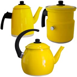 Kit Chaleira Leiteira E Bule Gulê Alumínio 3 Peças Amarelo