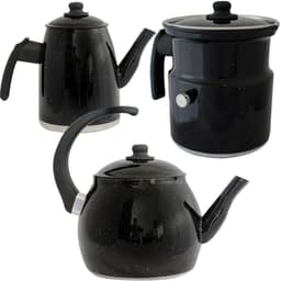 Kit Chaleira Leiteira E Bule Gulê Alumínio 3 Peças Preta