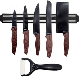 Kit Jogo Facas Conjunto Faqueiro 6 Peças Com Barra Magnética