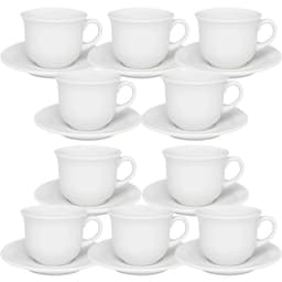 Kit Jogo Xícaras Para 10 Pessoas 10Pçs Donna Branco De 200ml