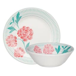 Kit Tigelas Bowl e Pratos de Sobremesa 24 Peças Donna Bloom Oxford Cerâmica