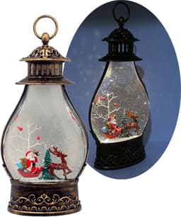 Luminária Enfeite Natal Papai Noel Rena E Carro Musical LEDs