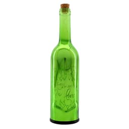 Luminária Garrafa Decorativa De Vidro Verde Com Led 29Cm