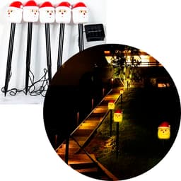 Luminária Jardim Solar Papai Noel Luzes Amarela Natal De 3M