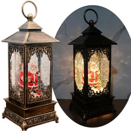 Luminária Lamparina Papai Noel Natalino LEDs Musical De 30cm