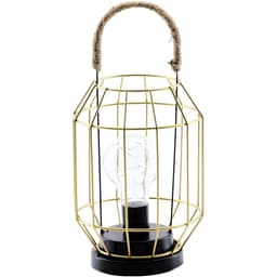 Luminária Vintage Dourada Decoração Industrial Luz LED 27cm
