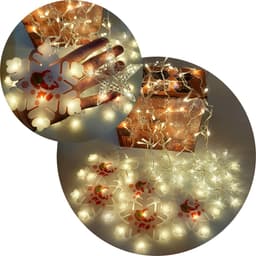 Pisca Cascata Flocos Natal 80 Lâmpadas LEDs Amarelo 3M 220v