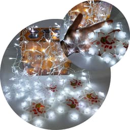 Pisca Cascata Flocos Natal 80 Lâmpadas LEDs Branco 3M 220v