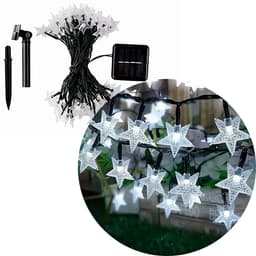 Pisca Cordão Estrelas Solar Externo Jardim 5M 20LEDs Branco