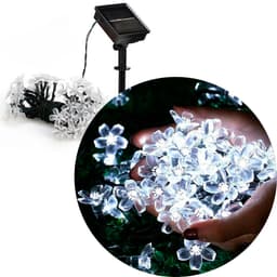 Pisca Cordão Flores Cerejeira Solar Externo 5M 20LEDs Branco