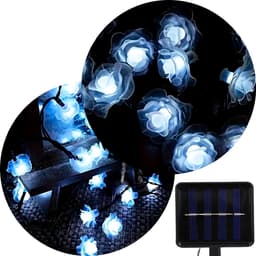 Pisca Cordão Flores Natal Solar Externo De 5M 20LEDs Branco