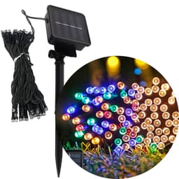 Pisca Cordão Solar Externo De 100 Lâmpadas LEDs Colorido 10M