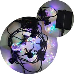 Pisca Cordão Varal Solar Natal 10 Lâmpadas LEDs Colorido 5M