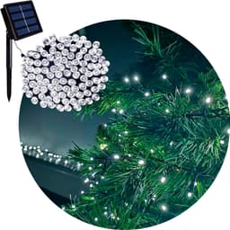 Pisca Cordão Varal Solar Natal 100 Lâmpadas LEDs Branco 8M