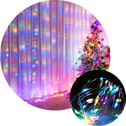 Pisca Cortina Natal 280 Lâmpadas LEDs Colorido 3x3M 110-220v