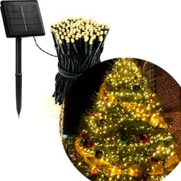 Pisca Fio Luzes LEDs Solar Amarelo 500 Lâmpadas Natal De 50m