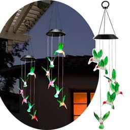 Pisca Solar Giratório Colibri Beija Flor Natal LEDs Colorido