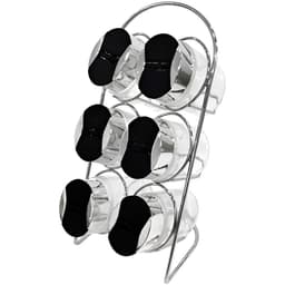 Porta Condimentos Temperos Vidro Conjunto 6pçs Com Suporte