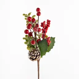 Ramo Artificial Frutas Vermelhas Decoração De Natal 28cm