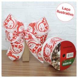 Rolo Fita Aramada Natal Boneco De Neve Decoração Natalina 6,3cm x 9,14m