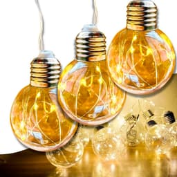 Varal Cordão Fio de Luzes 10 Lâmpadas De Led 4,6m 220v Foco Incandescente Natal Enfeite Pendente