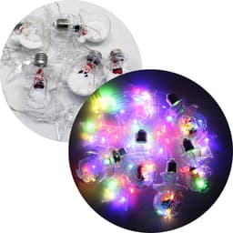 Varal Pisca Decoração Bolas E Estrelas Natal LED Colorido 3m