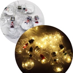 Varal Pisca Decoração Bolas E Estrelas Natal LEDs Amarelo 3m