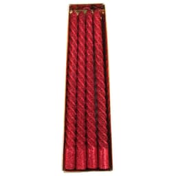 Velas De Natal Decorativa Com Glitter Vermelha 4 Unidade 26cm