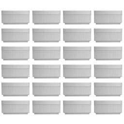 Conjunto 24 Tigelas Ramekins de Porcelana 240ml Canelado Médio Germer Branco