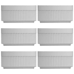 Conjunto 6 Tigelas Ramekins de Porcelana 240ml Canelado Médio Germer Branco