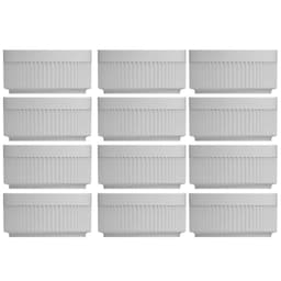 Jogo 12 Tigelas Ramekins de Porcelana 240ml Canelado Médio Germer Branco