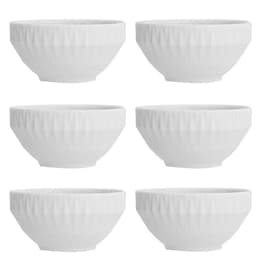 Jogo 6 Tigelas Pequenas Porcelana Bowl Diamante 400ml 12,5cm Germer Branca Cereal