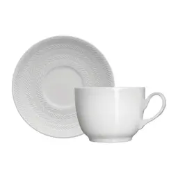Xícara de Chá com Pires Chevron Branca