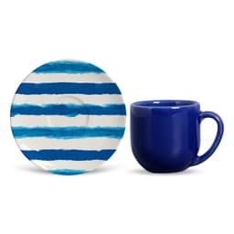 Xícara de Café com Pires Brahma Azul e Branca 6,4x12x12 cm