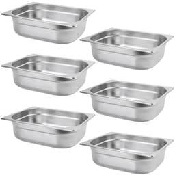 6 Cubas Gastronômicas Inox 1/2 Buffet Restaurante 6,41L Gourmet Mix GX0407