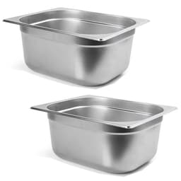 Kit 2 Cubas Gastronômicas Inox 9,5L 1/2 Buffet Restaurante 32,5x26,5x15cm Gourmet Mix