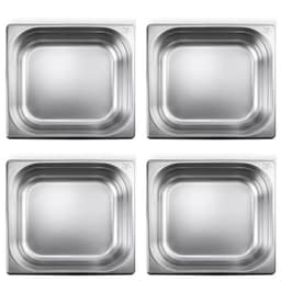 Kit 4 Cubas Gastronômica Inox 2/3 100mm Restaurante 8,86l Buffet 32,4x35,4cm