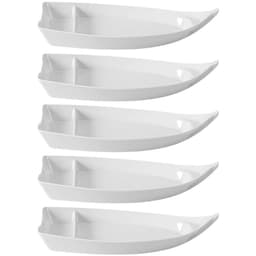Kit 6 Barcas para Sushi Sashimi Melamina Branca Comida Japonesa Gourmet Mix