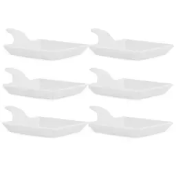 Kit 6 Travessas para Degustação Melamina com Alça Branca 12x9cm Entradas Sobremesa