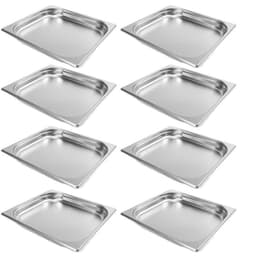 Kit 8 Cubas Gastronômica Inox 2/3 35,4x32,5x4cm Buffet Restaurante 3,4l Industrial Gourmet Mix