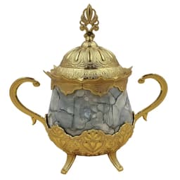 Açucareira Porta Açucar Lille com Alça Detalhada Colher Porcelana/Metal G95 - Gran Belo