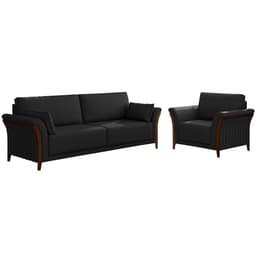 Conjunto Decorativo Poltrona e Sofá 222cm Market PU Preto G45 - Gran Belo