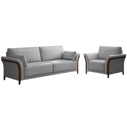 Conjunto Decorativo Poltrona e Sofá 222cm Market Veludo Cinza G45 - Gran Belo
