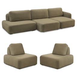 Conjunto Sala de Estar 1 Sofá Retrátil Modulado 282cm e 2 Poltronas Santiago Bouclê Castor G89 - Gran Belo