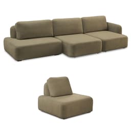 Conjunto Sala de Estar 1 Sofá Retrátil Modulado 312cm e 1 Poltrona Santiago Bouclê Castor G89 - Gran Belo